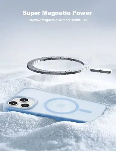 Магнитный чехол Tigowos для iPhone 15 Pro Max, совместим с MagSafe, ударопрочный, нежелтеющий, износостойкий, защитный чехол для iPhone 15 Pro Max 6.7 дюйма, цвет Sierra Blue - 4