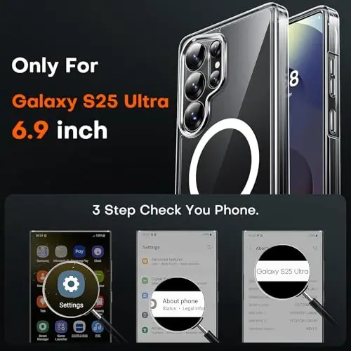 Магнитный чехол TOCOL для Samsung Galaxy S25 Ultra, улучшенная защита камеры, совместимость с Magsafe, защита от падений, тонкий прозрачный чехол для Samsung Galaxy S25 Ultra 6.9 дюйма (прозрачный) - TOCOL (1)