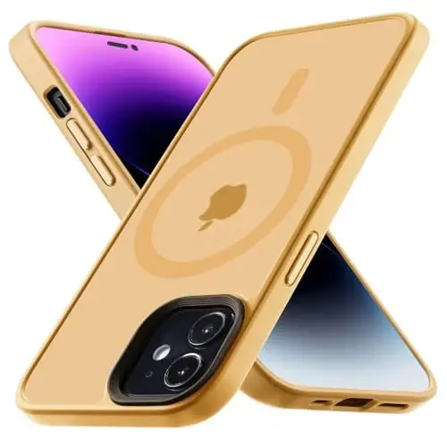 Магнитный чехол Yriklso для iPhone 12/12 Pro 6.1 дюйма, [совместим с MagSafe], [армейская защита от падений], ударопрочная матовая накладка, светло-оранжевый 