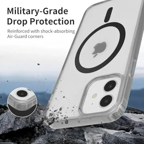Магнитный чехол Yriklso для iPhone 12/12 Pro 6,1 дюйма, [совместим с MagSafe], [армейская защита от падений], ударопрочный матовый чехол, ярко-зеленый - 2