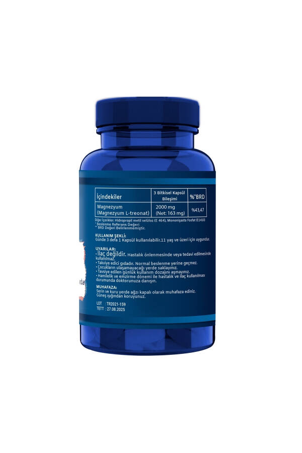 Magniy L-treonat 2000 Mg 90 Kapsula Vegan Formula - 2