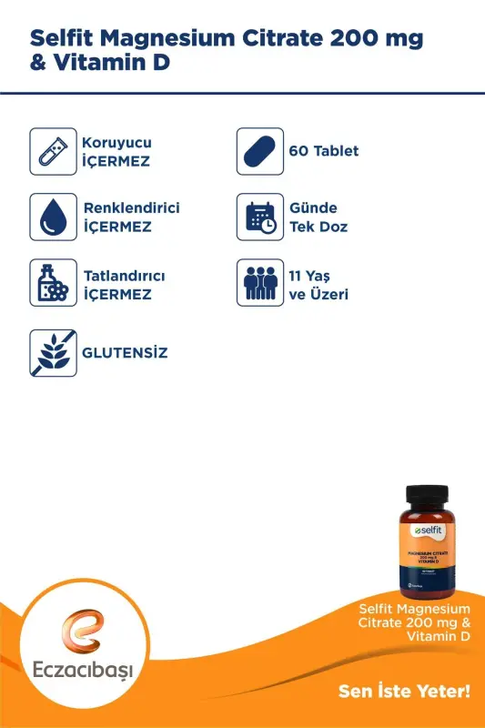 Magniy Sitrat 200 Mg & D vitamini 60 Tablet - 4