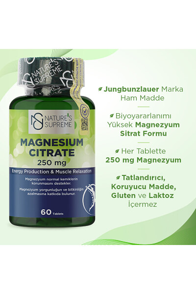 Magniy Sitrat 250 Mg 60 Tablet - NATURE'S SUPREME (1)