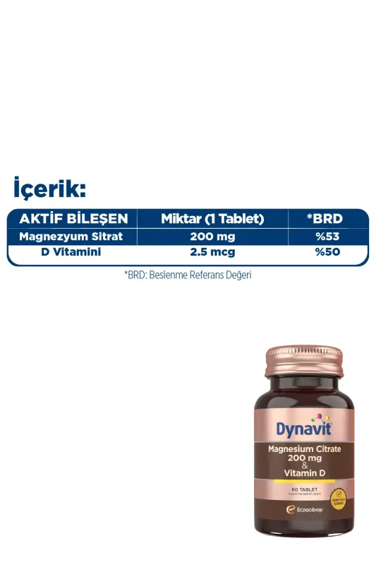 Magniy Sitrati 200 Mg D Vitamini / 60 Tabletka - 3