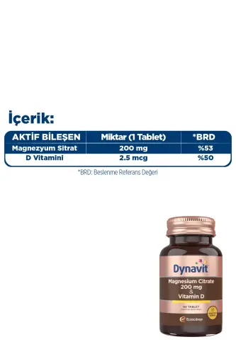Magniy Sitrati 200 Mg D Vitamini / 60 Tabletka - 3