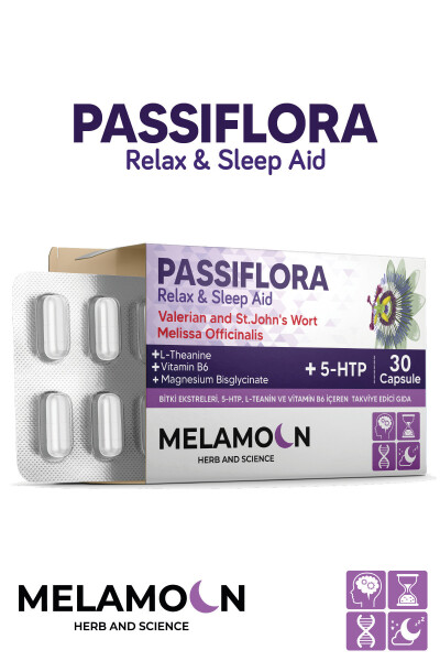 Magniy va 5-HTP bilan boyitilgan Passiflora (passiflora), stress va uyquga yordam beruvchi, 30 kapsula - 18