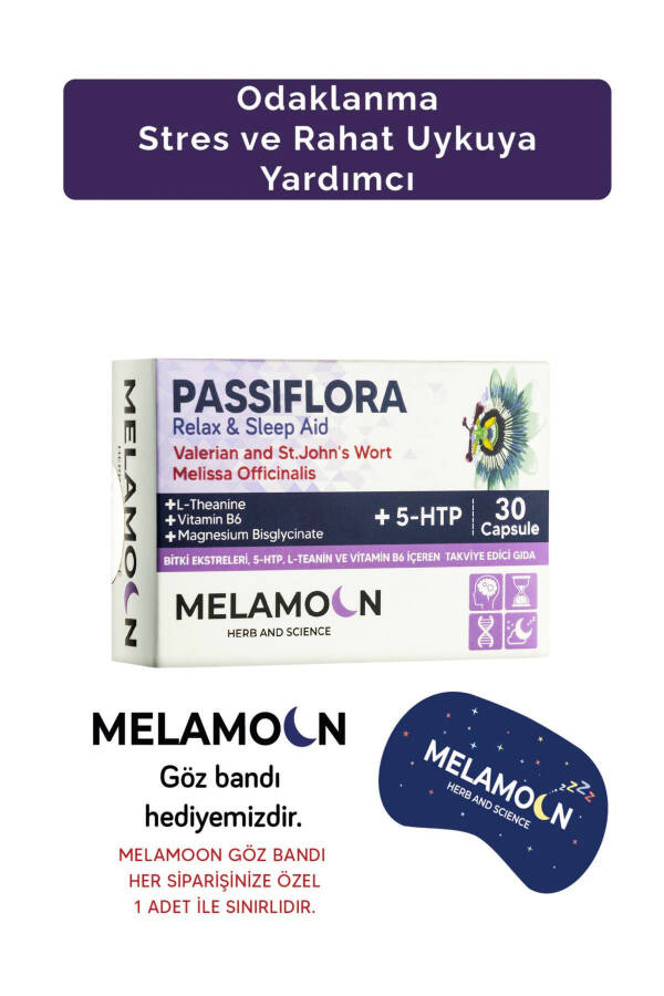 Magniy va 5-HTP bilan boyitilgan Passiflora (passiflora), stress va uyquga yordam beruvchi, 30 kapsula - 1