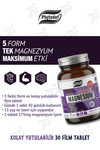 Magniy Vitamin B6 D3 - 175mg Magniy/ Tablet 30 Tablet (MAGNESIUM) - PHYTODEF (1)
