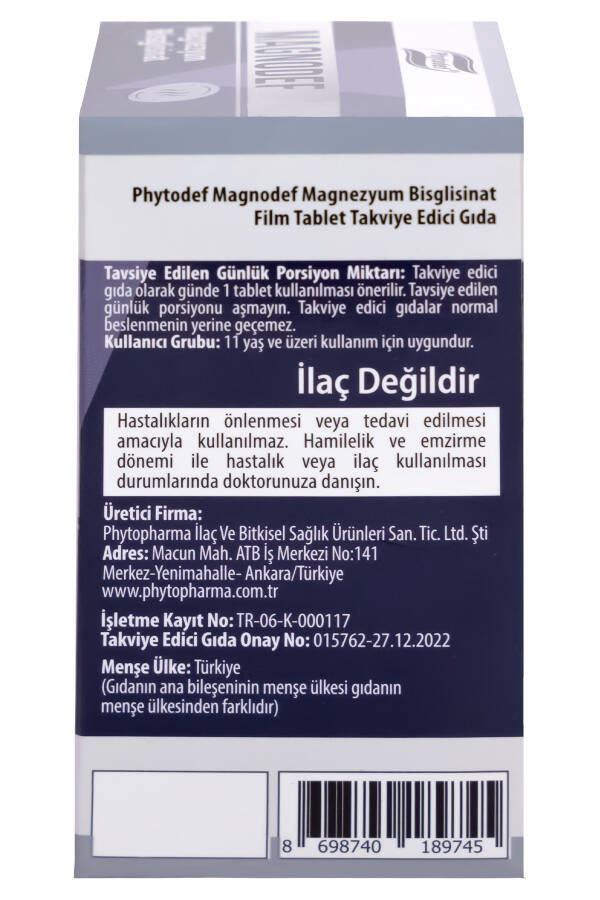 Magnodef Magnesium Bisglycinate (GLISINATE) 30 Tablets (MAGNESIUM BISGLYCİNATE) - 8