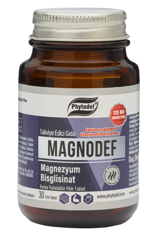 Magnodef Magnezyum Bisglisinat (GLİSİNAT) 30 Tablet (MAGNESIUM BISGLYCINATE) - 1