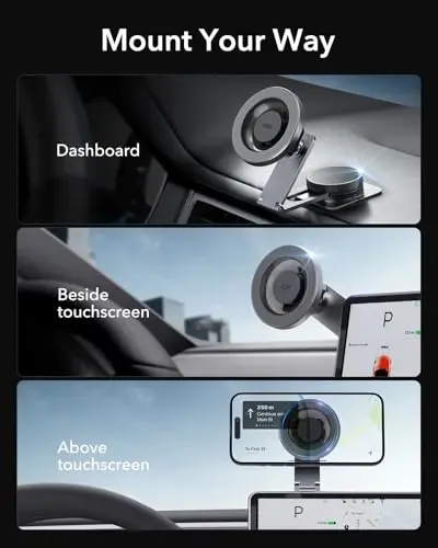 ESR for MagSafe Car Mount, Car Phone Holder for iPhone 17-12,Samsung/Google | Dashboard/Tesla Touchscreen Phone Holder, Magnetic Phone Holder for Car, Charging Not Supported(2 Metal Rings Included) - 1