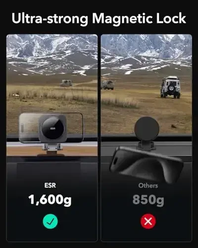 ESR for MagSafe Car Mount Charger, Foldable Dashboard Magnetic Wireless Car Charger, for MagSafe Charging,Tesla Touchscreen Car Phone Holder for iPhone 17/16/15/14/13/12, S25, Pixel 10, Strong Magnets - 5