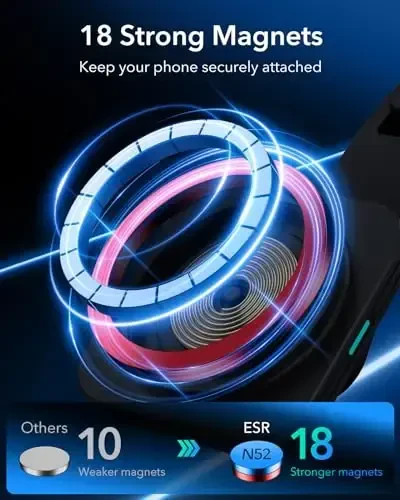 ESR for MagSafe Car Mount Charger, Dashboard Magnetic Wireless Car Charger Mount, Compatible with MagSafe Car Charger, for iPhone 17/16/15/14/13/12, Galaxy S25, Fast Charging, Car Accessories, Black - 3