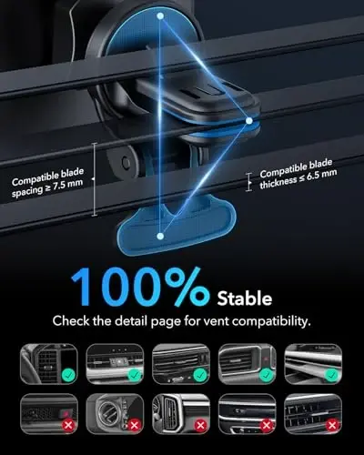 ESR for MagSafe Car Mount Charger,15W Magnetic Wireless Car Charger, for MagSafe Car Charging, Air Vent Dashboard Phone Holder Mount for iPhone Air 17 Pro Max 16 15 14 13 12, Galaxy S25, Fast Charging - ESR (1)