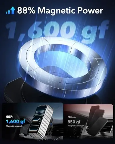 ESR for MagSafe Car Mount Charger,15W Magnetic Wireless Car Charger, for MagSafe Car Charging, Air Vent Dashboard Phone Holder Mount for iPhone Air 17 Pro Max 16 15 14 13 12, Galaxy S25, Fast Charging - 5