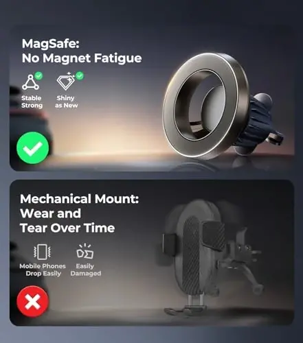 【20X Official Certified Magnets 】for MagSafe Car Mount, 2in1 Dashboard Air Vent Phone Holder, Strong Adhesive, Heat Resistant, 360° Rotation, Fits for iPhone 16, Best Travel Accessories for Men&Women - 6