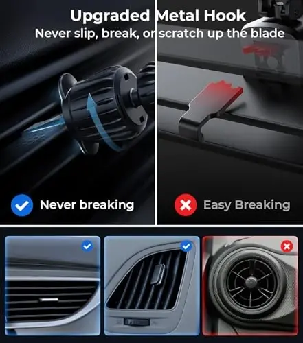 【20X Official Certified Magnets 】for MagSafe Car Mount, 2in1 Dashboard Air Vent Phone Holder, Strong Adhesive, Heat Resistant, 360° Rotation, Fits for iPhone 16, Best Travel Accessories for Men&Women - 7