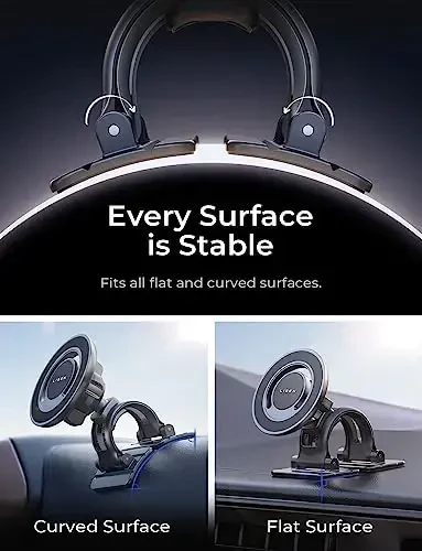 LISEN for Magsafe Car Mount, Magnetic Phone Holder for Car Vent Phone Mount, Hands Free Phone Mount for Car Accessories Dashboard Windshield Vent Cell Phone Holder for iPhone Car Mount Silver - 4