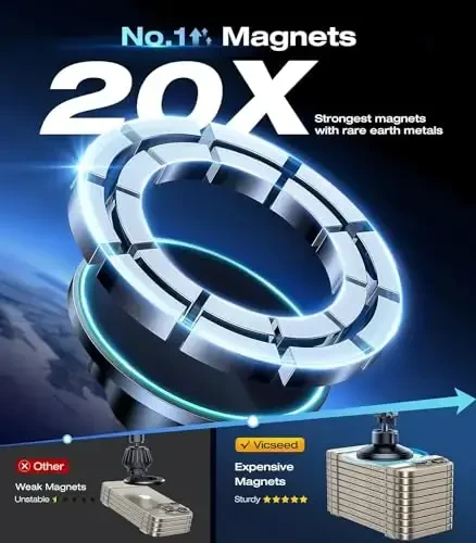 VICSEED for MagSafe Car Mount [Upgraded Strongest Magnet Power] Magnetic Phone Holder for Car Vent 360 Adjustable Magnetic Car Phone Holder Mount for iPhone 16 Pro Max 15 14 13 12 Plus Mini - 2