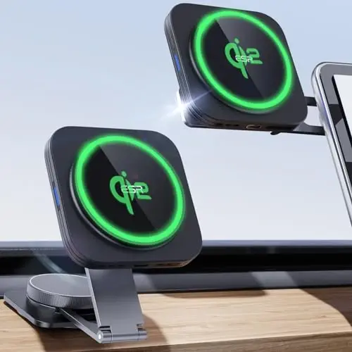 MagSafe avtomobil zaryadlovchi qurilmasi uchun ESR, buklanadigan asboblar paneli magnit simsiz avtomobil zaryadlovchi, MagSafe zaryadlash uchun, Tesla sensorli ekranli avtomobil telefon ushlagichi iPhone 17/16/15/14/13/12, S25, Pixel 10, kuchli magnitlar - 1