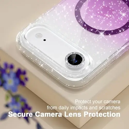 MagSafe-ga mos iPhone 17 Air g‘ilofli Choiche Magnetic, Olmos kamera linza himoya qatlamiga ega ayollar uchun yoqimli yaltiroq va porloq telefon g‘ilofi, Harbiy darajadagi tushishdan himoya 6.5