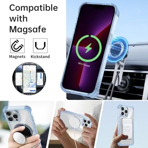 IYTRRYH for iPhone 13 Pro Case Compatible with MagSafe Magnetic,with 2 Screen Protectors,Built-in 360° Kickstand Ring,Military Grade Drop Shockproof Heavy Duty Protection for 13 Pro Phone Case Blue - IYTRRYH (1)