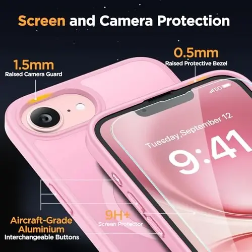 miracase for iPhone 16e case & iPhone 17e Case for MagSafe [with 2×9H+ Screen Protectors] TOP Military-Grade Protection Shockproof with Velvet Touch for iPhone 16e/17e Phone Case 6.1