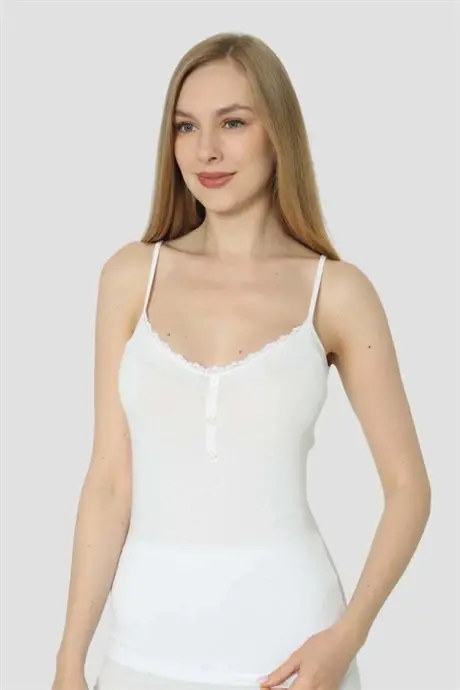 Майки белые женские с кнопками Angelino с резинками (упаковка из 2 штук) - 3