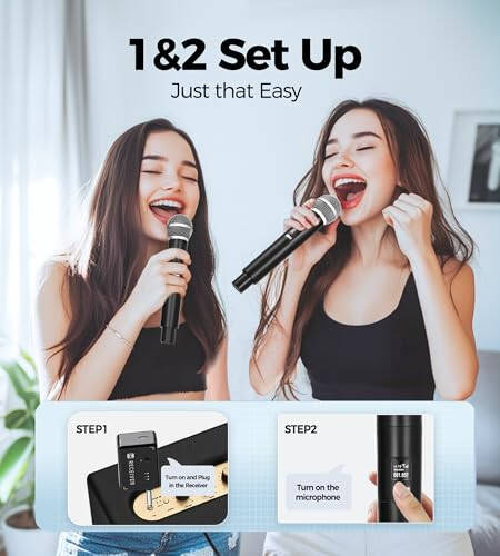 MAILANGSHI 【2025 Upgraded Version】 Wireless Microphone, One-to-One Microphone Chip Connection, Stable Transmission, 200 FT Distance Receiving, Less Latency, Karaoke Microphone for Singing, Home Party - 3