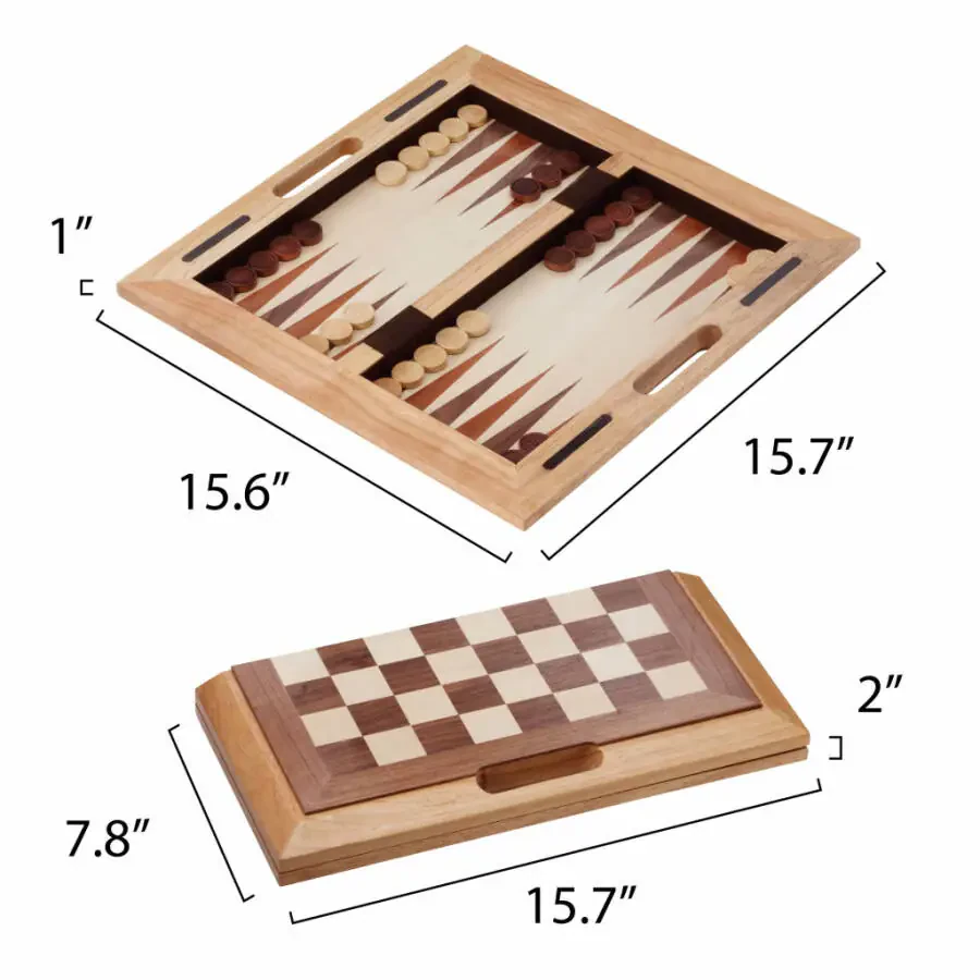 Mainstreet Classics DutcModazonean 3-in-1 Game Set, Chess, Checkers, Backgammon - 3