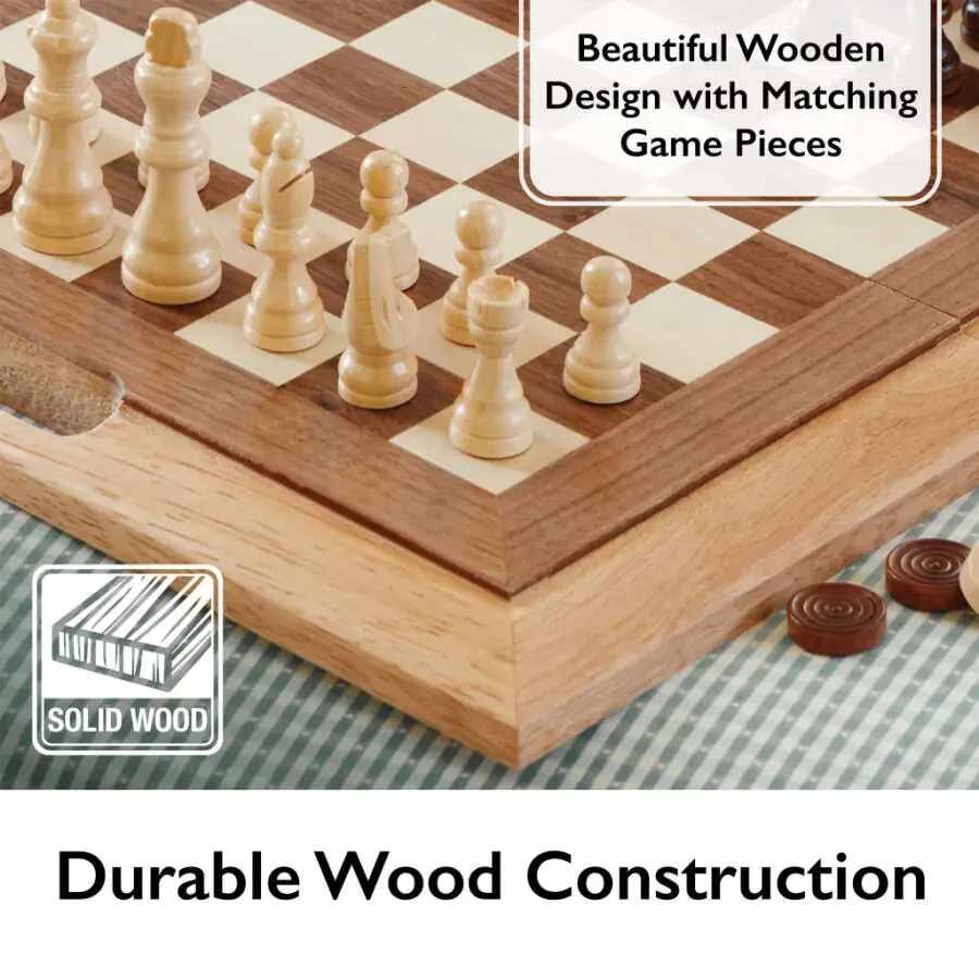 Mainstreet Classics DutcModazonean 3-in-1 Game Set, Chess, Checkers, Backgammon - 6