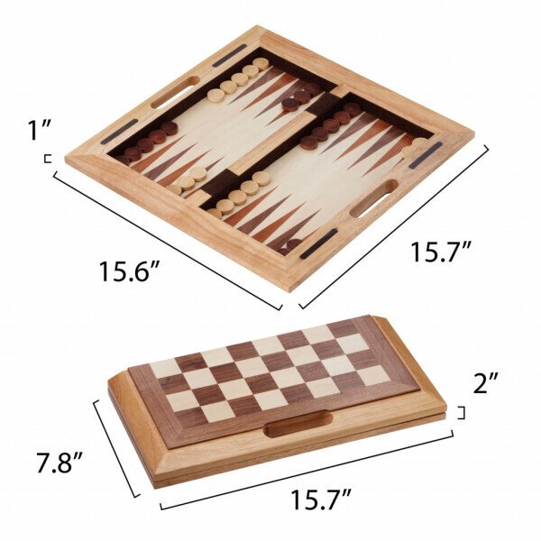 Mainstreet Classics DutcModazonean 3-in-1 Game Set, Chess, Checkers, Backgammon - 3