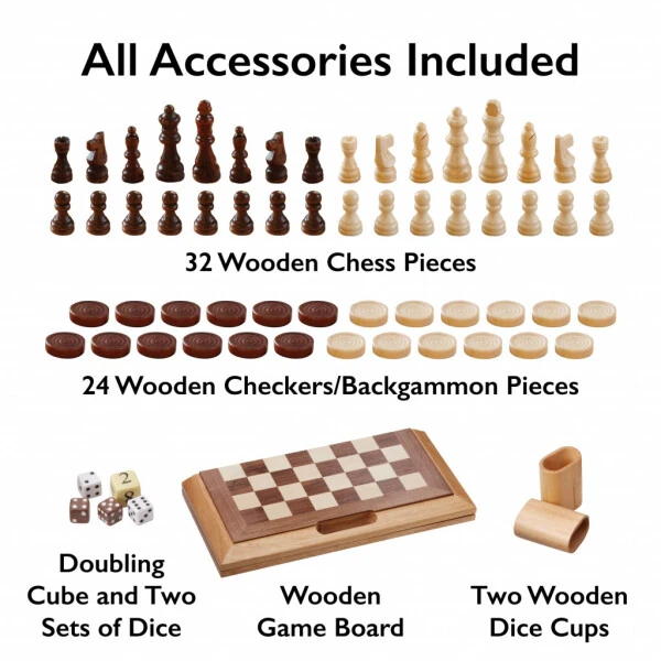 Mainstreet Classics DutcModazonean 3-in-1 Game Set, Chess, Checkers, Backgammon - Modazone (1)