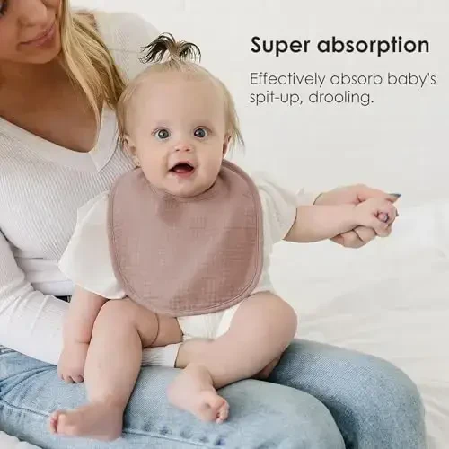 MairMore 8 dona bolalar uchun muslin so'lakdonlari, o'g'il bolalar va qizlar uchun yumshoq paxtadan so'lakdonlar, ovqatlantirish va so'lak oqishi uchun sozlanishi va yaxshi shimadigan yangi tug'ilgan chaqaloqlar uchun so'lakdonlar to'plami - 3