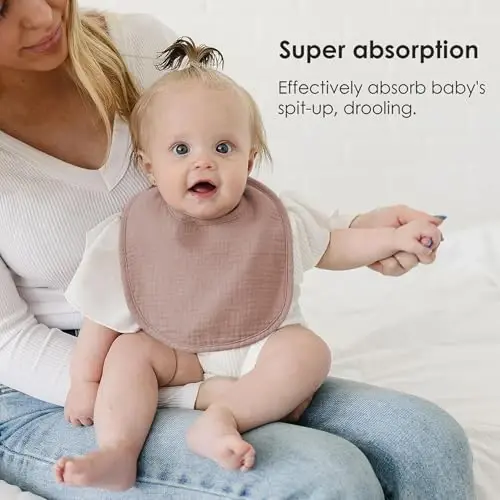 MairMore 8 dona bolalar uchun muslin so'lakdonlari, o'g'il bolalar va qizlar uchun yumshoq paxtadan so'lakdonlar, ovqatlantirish va so'lak oqishi uchun sozlanishi va yaxshi shimadigan yangi tug'ilgan chaqaloqlar uchun so'lakdonlar to'plami - 3