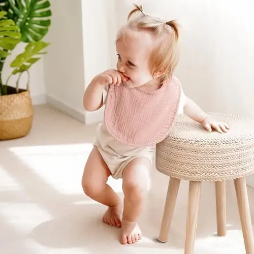 MairMore 8 dona bolalar uchun muslin so'lakdonlari, o'g'il bolalar va qizlar uchun yumshoq paxtadan so'lakdonlar, ovqatlantirish va so'lak oqishi uchun sozlanishi va yaxshi shimadigan yangi tug'ilgan chaqaloqlar uchun so'lakdonlar to'plami - 4