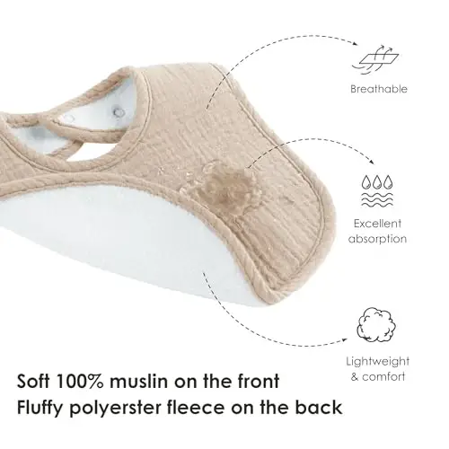 MairMore 8 dona bolalar uchun muslin so'lakdonlari, o'g'il bolalar va qizlar uchun yumshoq paxtadan so'lakdonlar, ovqatlantirish va so'lak oqishi uchun sozlanishi va yaxshi shimadigan yangi tug'ilgan chaqaloqlar uchun so'lakdonlar to'plami - 5