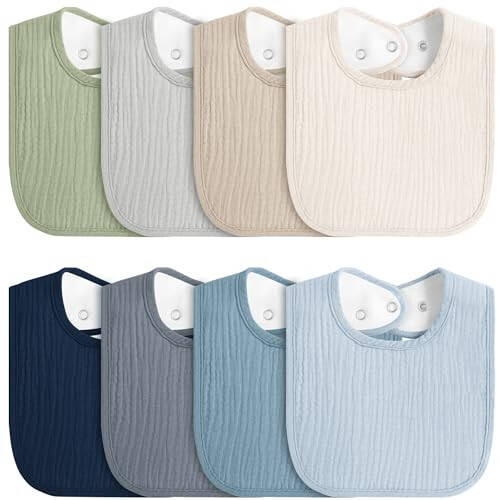 MairMore 8 Pack Baby Muslin Bibs 100% Cotton Bibs for Boys Girls,Soft and Absorbent Bib Set for Feeding and Drooling - 2