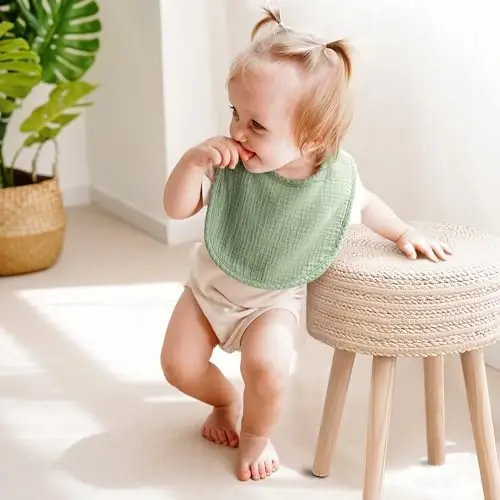 MairMore 8 Pack Baby Muslin Bibs 100% Cotton Bibs for Boys Girls,Soft and Absorbent Bib Set for Feeding and Drooling - 5