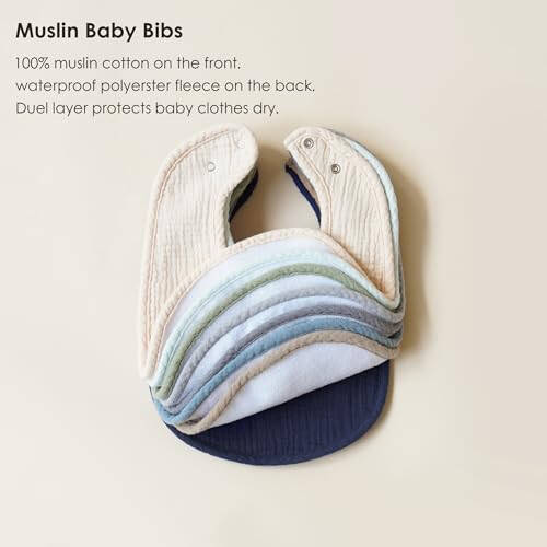 MairMore 8 Pack Baby Muslin Bibs 100% Cotton Bibs for Boys Girls,Soft and Absorbent Bib Set for Feeding and Drooling - 6