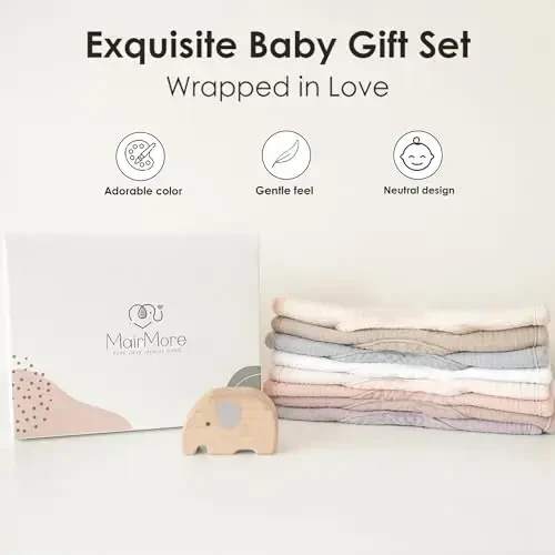 MairMore 8-Pack Baby Muslin Bibs, Soft Cotton Drool Bibs for Boys Girls, Adjustable and Absorbent Newborn Bib Set for Feeding and Drooling - 6