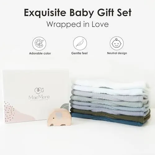 MairMore 8 штук Детские Муслиновые Слюнявчики 100% Хлопковые Слюнявчики для Мальчиков и Девочек, Мягкий и Впитывающий Набор Слюнявчиков для Кормления и Слюнотечения - 5