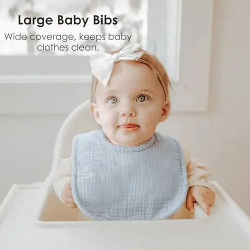 MairMore 8 штук Детские Муслиновые Слюнявчики 100% Хлопковые Слюнявчики для Мальчиков и Девочек, Мягкий и Впитывающий Набор Слюнявчиков для Кормления и Слюнотечения - 13