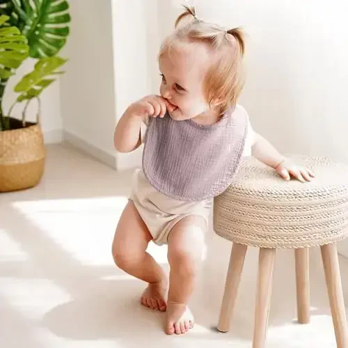 MairMore 8-Pack Baby Muslin Bibs, Soft Cotton Drool Bibs for Boys Girls, Adjustable and Absorbent Newborn Bib Set for Feeding and Drooling - 6