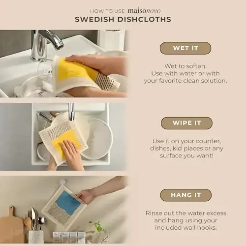 MaisoNovo Reusable Paper Towels Washable - Abiquiu Pack of 4 - 6