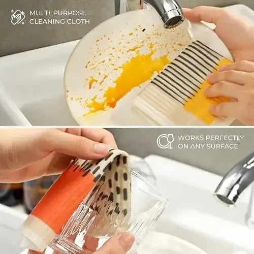 MaisoNovo Shved Polotentselari - Qayta Foydalanish Mumkin Bo'lgan Qog'oz Sochiqlar - Oshxona Abstrak Docle(B) Uchun Shved Polotentselari 2 Paket - Qayta Foydalanish Mumkin Bo'lgan Qog'oz Sochiqlar Yuviladigan Oshxona Tozalash Matolari - 3