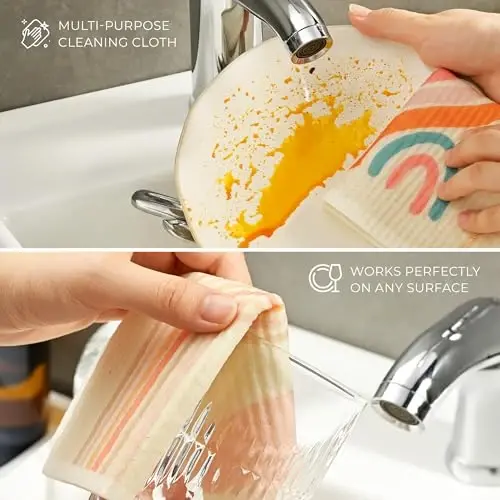 MAISONOVO Swedish Dishcloths- Reusable Paper Towels - Swedish Dishcloths for Kitchen- Modern Pack of 4 - Reusable Paper Towels Washable Kitchen Cleaning Cloths - MAISONOVO (1)