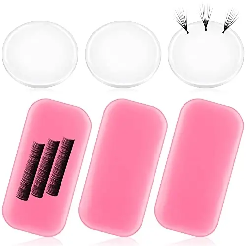 Maitys 6 Pieces Eyelash Extension Silicone Pads - Reusable Adhesive False Eyelash Holder for Loose Lash Grafting Gasket Pallet (Pink) - 1
