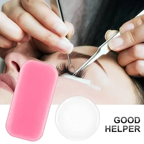 Maitys 6 Pieces Eyelash Extension Silicone Pads - Reusable Adhesive False Eyelash Holder for Loose Lash Grafting Gasket Pallet (Pink) - 4