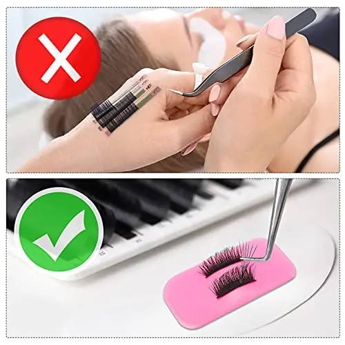 Maitys 6 Pieces Eyelash Extension Silicone Pads - Reusable Adhesive False Eyelash Holder for Loose Lash Grafting Gasket Pallet (Pink) - 5